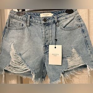 Hidden Light Blue Distressed Jean Shorts